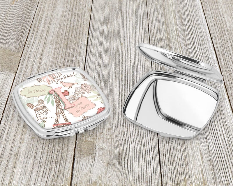 Caroline's Treasures CJ2002-ISCM Letter I Love in Paris Pink Compact Mirror Decorative Travel Makeup Mirror for Women Girls Gifts Pocket Makeup Mirror Folding Handheld - Image 3
