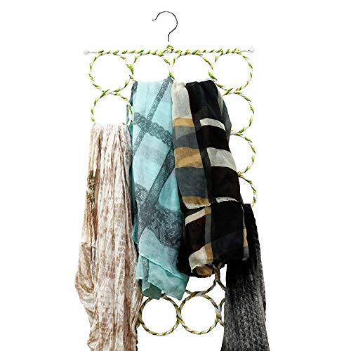 Everbuy® Hanger Wardrobe Organizer 28 Rings Metal Folding Rope with Multiple Slots | Multipurpose Universal Hanger for Scarf, Belts, Shawls and Ties - Image 3