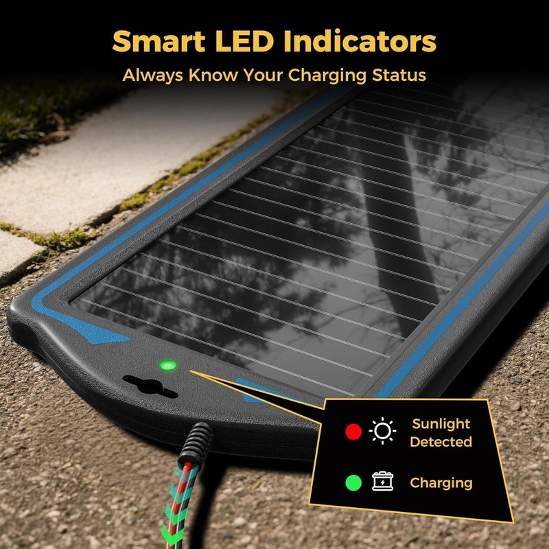 SUNAPEX 12V Solar Trickle Charger Portable Power Solar Panel Solar Battery Charger 12 Volt Waterproof Solar Battery Maintainer for Car Truck Boat RV Motorcycle Marine Trailer Battery - Image 5