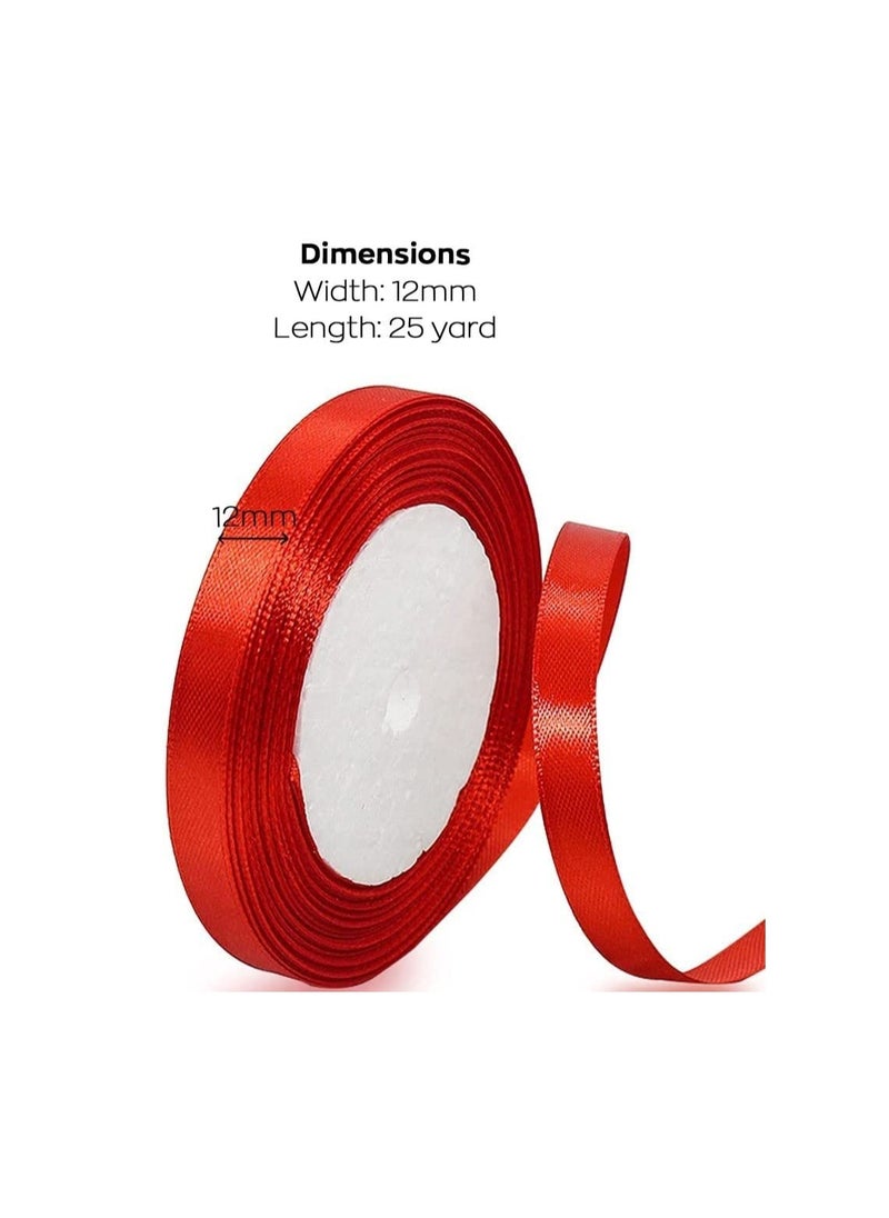 MARKQ Red Satin Ribbon, 12mm x 25yd Double Faced Polyester Ribbon for Gift Wrapping, Party Favors, Wedding Decorations, Bow Making, Bouquets, Sewing Projects & Craft Supplies  - Image 2