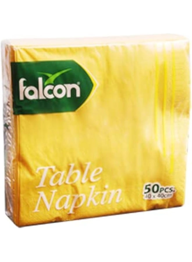 Falcon مناديل ورقية صفراء قابلة للتخلص 40 × 40 سم (عبوة 1 × 50 ورقة) - Image 1