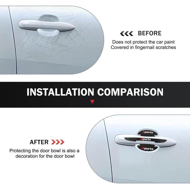 Zikefest 8PCS Car Door Protector, Sports Car Door Handle Scratch Protector, Door Handle Bowl Sticker, Doors Handle Protection Accessories, Universal for Most Car, SUV, Truck - Image 4