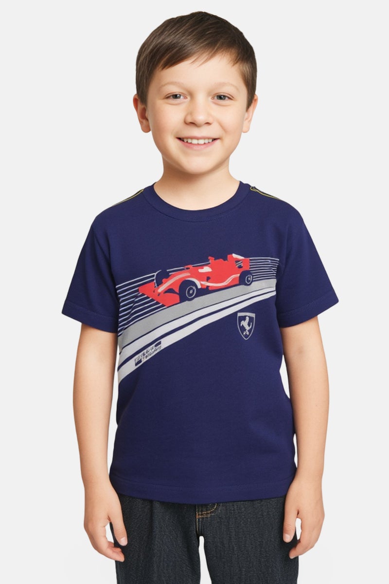 Scuderia Ferrari Toddlers Boy Graphic Print Short Sleeve Top, Multicolor - Image 1