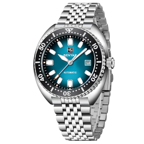 PAGRNE DESIGN BENYAR Automatic Watches for Men Analog Stainless Steel Mechanical Watch, 50M Waterproof Calendar Luminous Business Men's Wrist Watches - Image 1