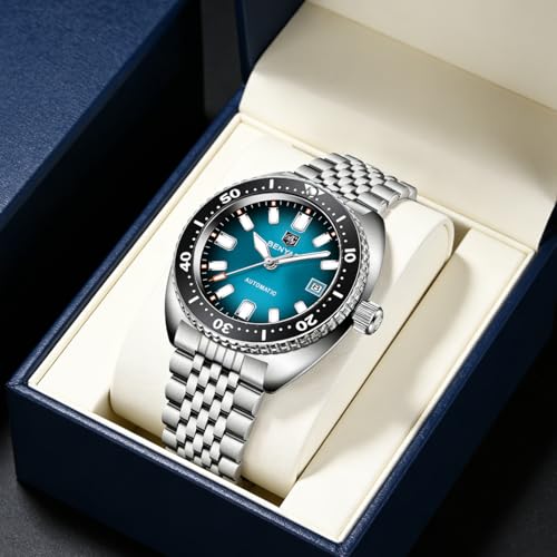 PAGRNE DESIGN BENYAR Automatic Watches for Men Analog Stainless Steel Mechanical Watch, 50M Waterproof Calendar Luminous Business Men's Wrist Watches - Image 3