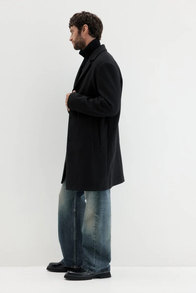 اتش اند ام معطف عادي بصف واحد من الأزرار