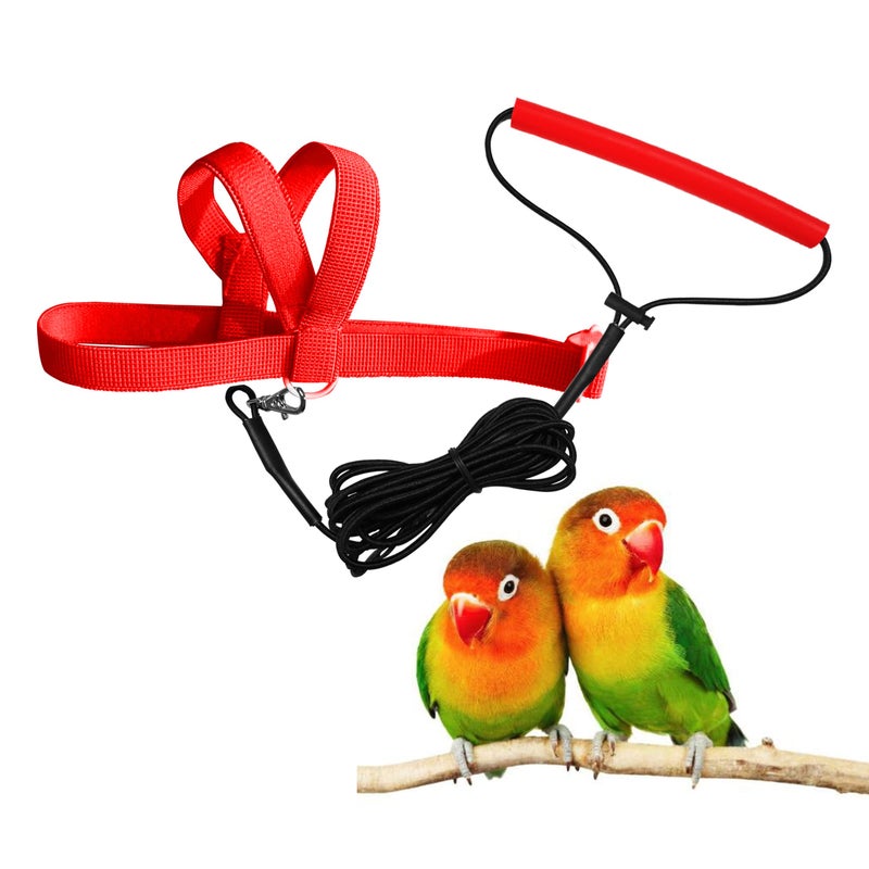 VANTRONIK VANFAVORI Adjustable Bird Harness with 80 Inch Leash, XS Size for Peony Parrot Love Bird Weight 45-65 Grams with Outdoor Flying Training Rope, Red - Image 5