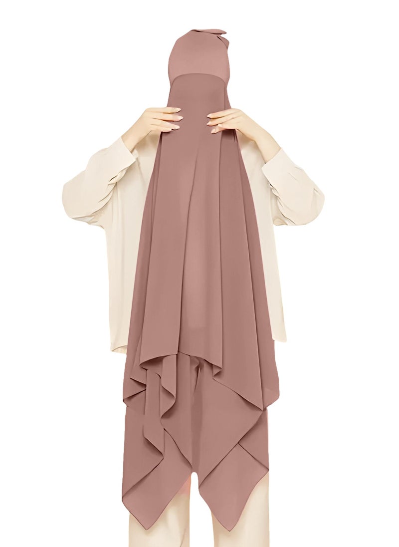 NUKHBAA Instant Hijab Wrap,Pullover Head Scarf with Tube Undercap Light Taupe color Hijab-HC3  - Image 2