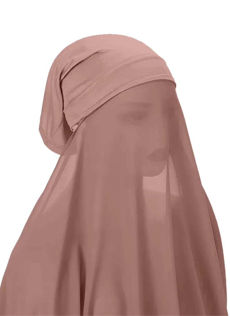 NUKHBAA Instant Hijab Wrap,Pullover Head Scarf with Tube Undercap Light Taupe color Hijab-HC3