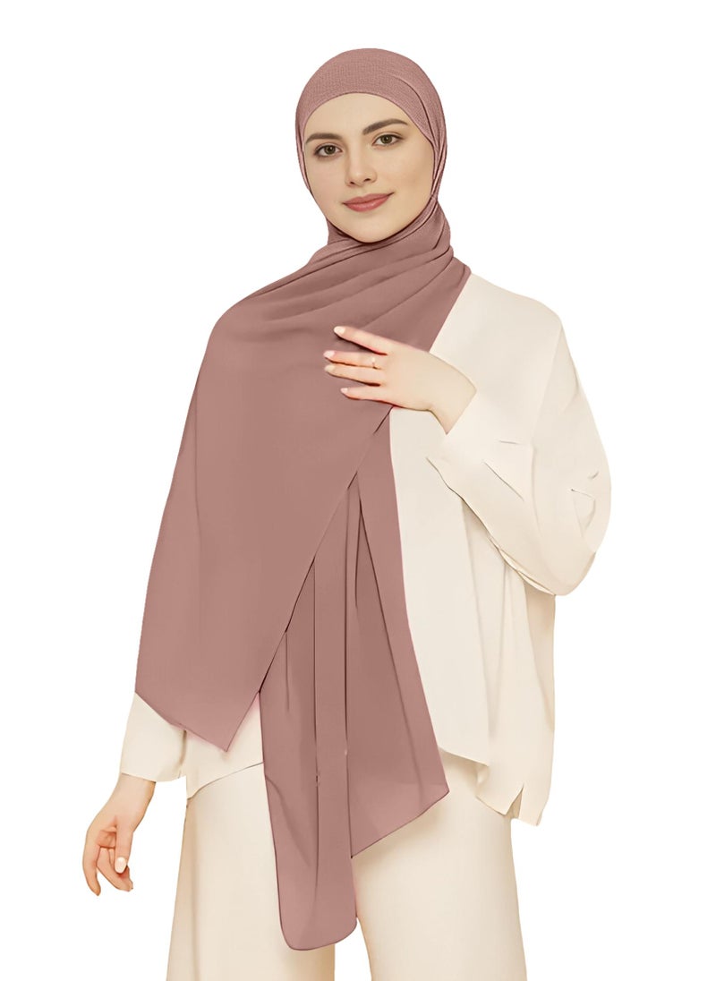 NUKHBAA Instant Hijab Wrap,Pullover Head Scarf with Tube Undercap Light Taupe color Hijab-HC3  - Image 4
