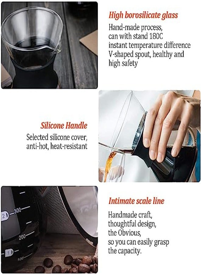 Goolsky Pour Over Coffee Maker with Double-layer Stainless Steel Filter, 400ml/14oz Hand Manual Coffee Dripper Brewer & Glass Coffee Pot (400ML / 14oz) - Image 5