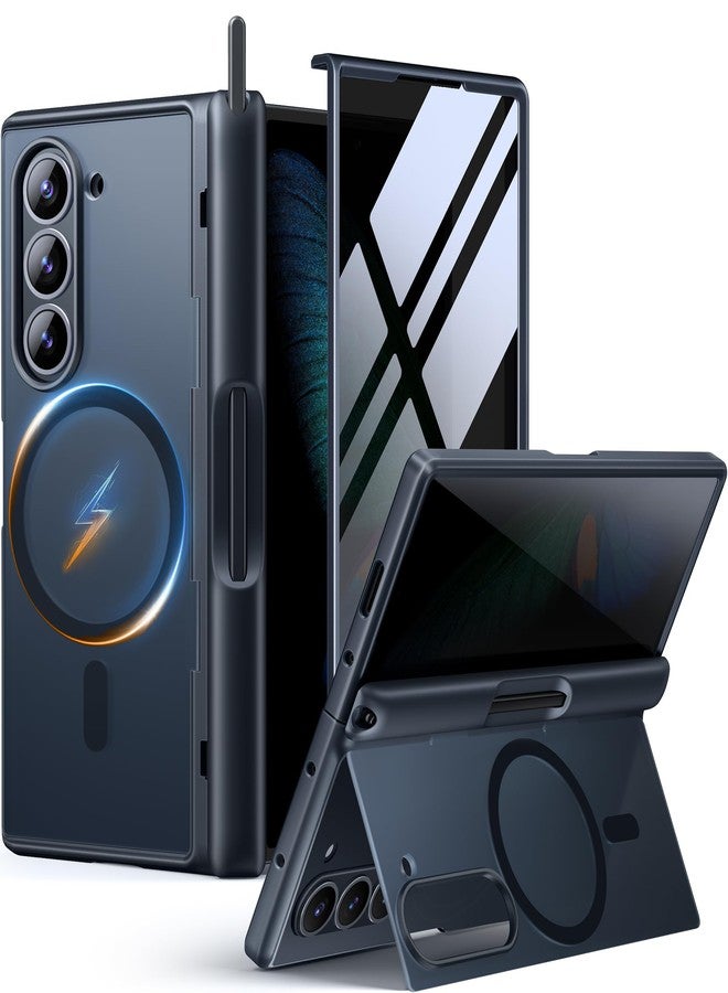 موبوسي جراب MOBOSI المُطوّر لهاتف سامسونج جالاكسي زد فولد 6 [متوافق مع Magsafe]، [حامل مدمج، واقي شاشة، وحماية للمفصلات] جراب مقاوم للصدمات لهاتف زد فولد 6 مع فتحة لقلم S Pen، أسود اللون، خصوصية تامة - Image 1