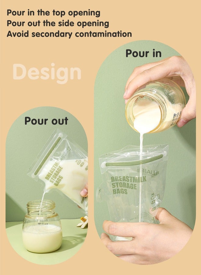 WAI Breastmilk Storage Bags 30 Pieces Disposable No-Leak Milk Freezer Storage Pouches 150ml 200ml for Breastfeeding Daily Use - Image 3