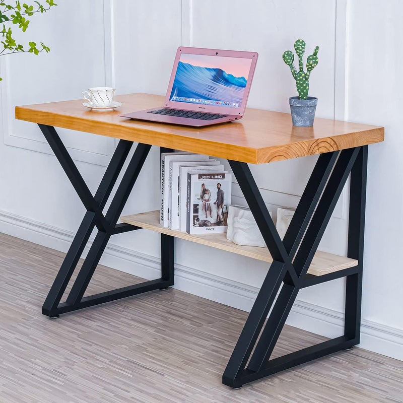 Reyox Metal Table Legs 28 Inch Desk Legs with Reinforced Geometric Shaped Cast Iron Industrial Dining Table Legs DIY Office Kitchen Coffee Table Bench Legs 28 H x 20 W1 Set of 2 pcs - Image 2