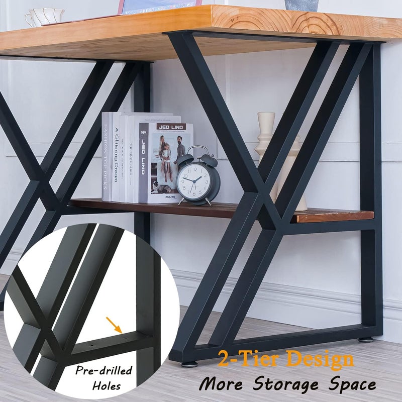 Reyox Metal Table Legs 28 Inch Desk Legs with Reinforced Geometric Shaped Cast Iron Industrial Dining Table Legs DIY Office Kitchen Coffee Table Bench Legs 28 H x 20 W1 Set of 2 pcs - Image 4