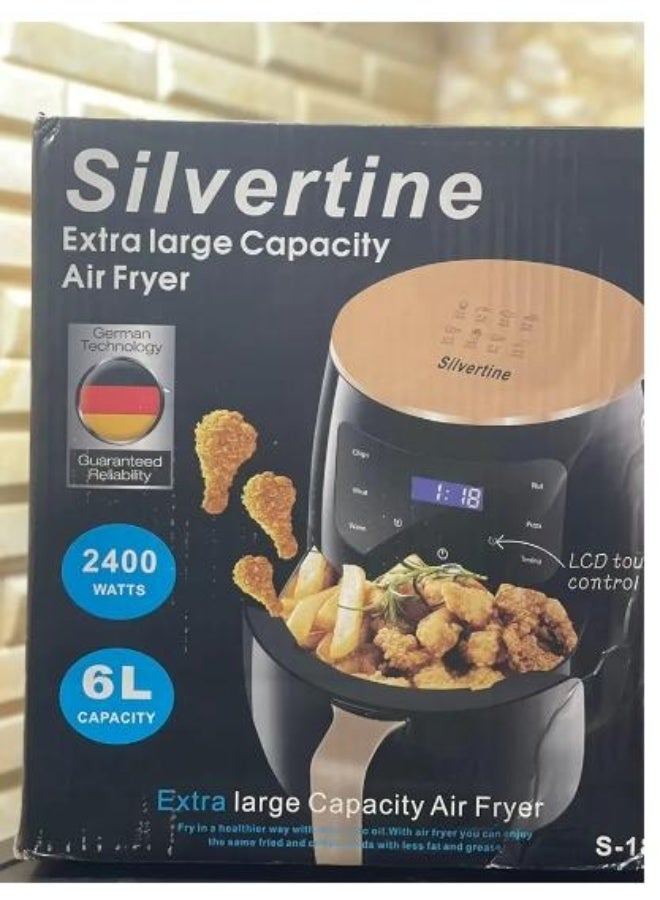 Silver Crest 6L 2400W Digital Oil-Free Air Fryer with LCD Touchscreen and Large Capacity - Image 1