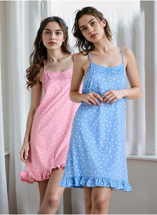 FAV Set of 2 - All-Over Print Slip Dress