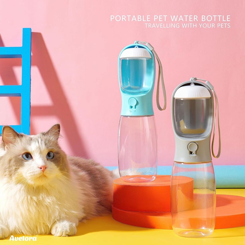 AVELORA Dog Water Bottle,Portable Pet Water Bottle with Food Container,Outdoor Portable Water Dispenser for Cat,Puppy,Pets for Walking,Hiking,Travel,Puppy Essentials,Dog Stuff(19oz) - Image 2