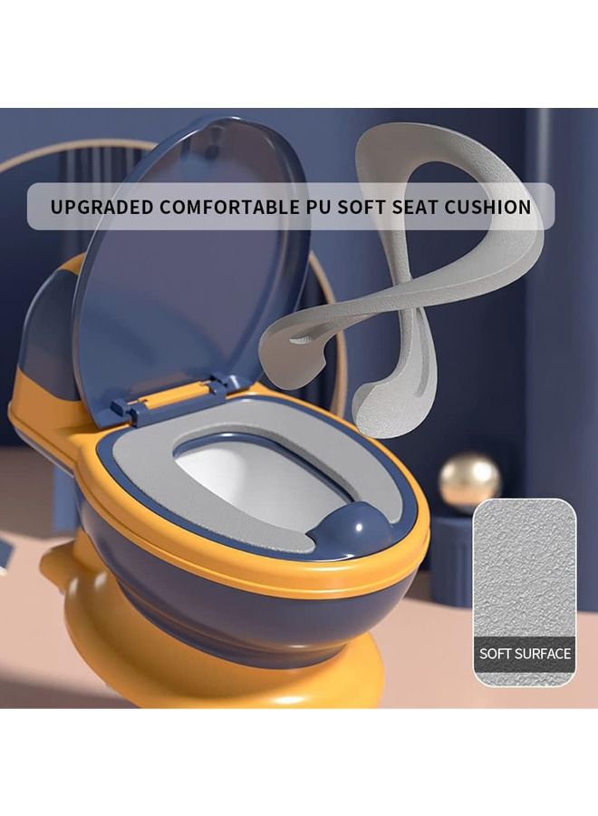 Arabest Potty Training Toilet with PU Pad, Realistic Potty Training Seat, Toddler Potty Chair, Removable Potty Pot, Toilet Tissue Dispenser and Splash Guard, Non-Slip for Toddler& Baby& Kids(Blue) - Image 4