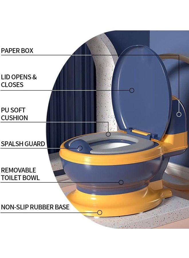 Arabest Potty Training Toilet with PU Pad, Realistic Potty Training Seat, Toddler Potty Chair, Removable Potty Pot, Toilet Tissue Dispenser and Splash Guard, Non-Slip for Toddler& Baby& Kids(Blue) - Image 2