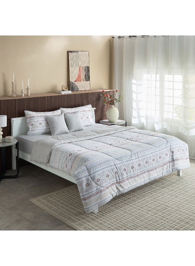 Home Box Madison Luton 5-Piece Cotton Printed Super King Comforter Set - 240x240 cm  - Image 2
