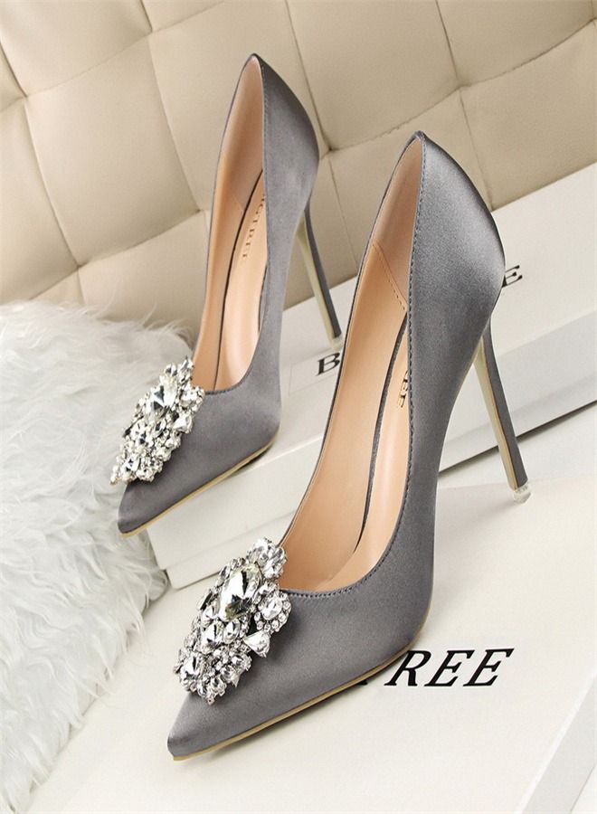 BIGTREE Fashion Pointed High Heels 10CM Grey 