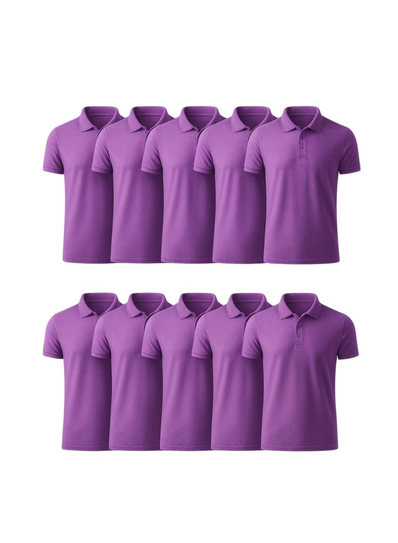 PRINTSHOP4ME Pack Of 10 Pcs Women's Regular-Fit Golf Polo T-shirt Pure Cotton Short Sleeve 220 GSM Basic Colors - Image 1