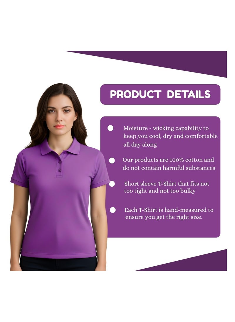PRINTSHOP4ME Pack Of 10 Pcs Women's Regular-Fit Golf Polo T-shirt Pure Cotton Short Sleeve 220 GSM Basic Colors - Image 4