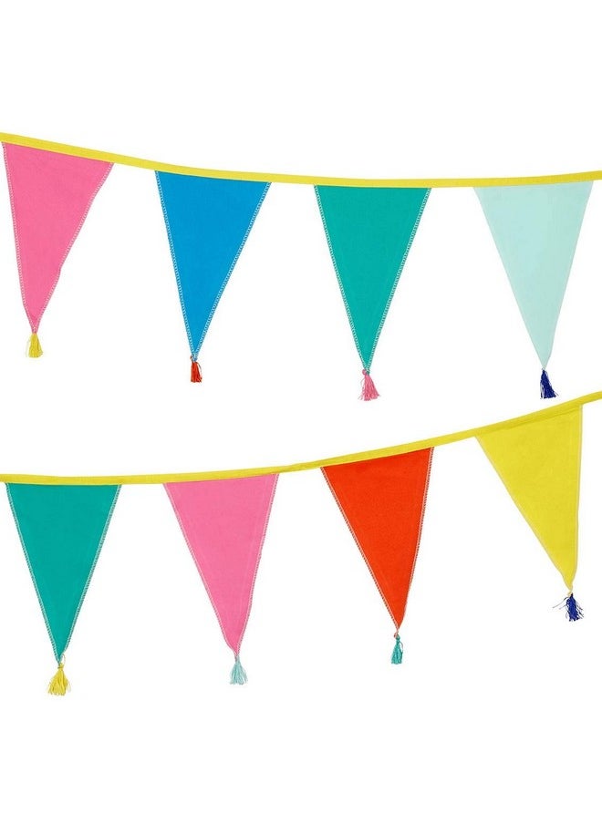Talking Tables Fabric Rainbow Bunting with Tassels - 10ft | Triangle Flag Pennant Garland, 100% Cotton, Home Décor for Kid's Bedroom, Nursery Accessories, Indoor Outdoor Birthday Party Decorations, Festival  - Image 4