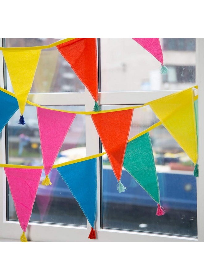 Talking Tables Fabric Rainbow Bunting with Tassels - 10ft | Triangle Flag Pennant Garland, 100% Cotton, Home Décor for Kid's Bedroom, Nursery Accessories, Indoor Outdoor Birthday Party Decorations, Festival  - Image 2