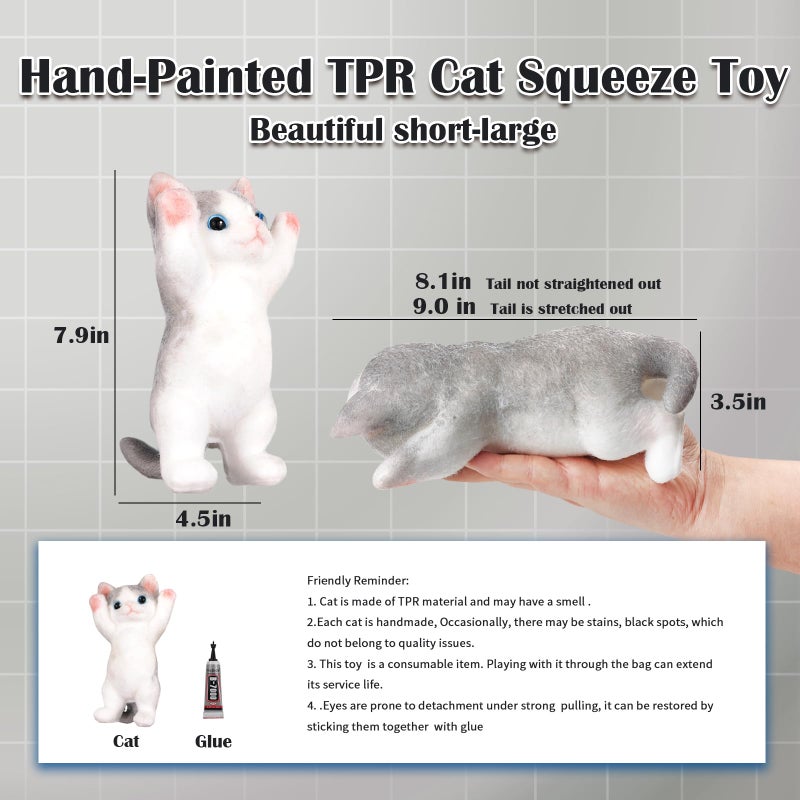 YVBBHE Big Hand Painted Cat Squishy Toysï¼ŒLarge Cute Ultra Soft Kitty Squeeze Fidget Toys for Stress Relief ,Kawaii Squishies Sticky Animal Toys for Adults Kids,Decompression Sensory Balls Toys for Autism - Image 2