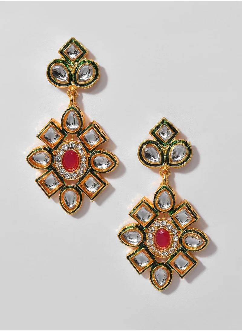 SOHI Set Of 2 Red Stone-Studded Jewellery Sets