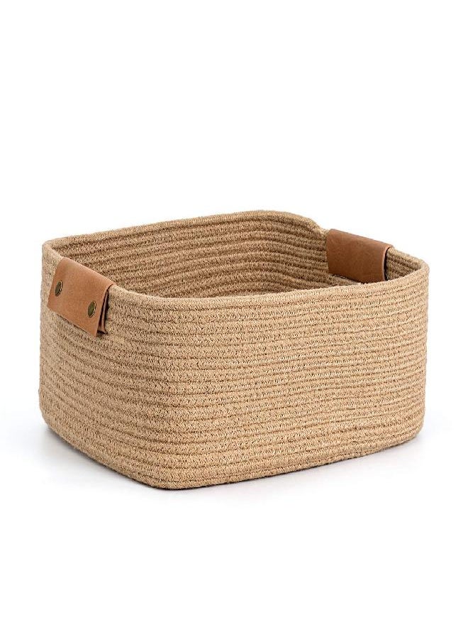 CHICVITA CHICVITA Rectangle Jute Rope Woven Basket with Handles for Books, Magazines, Toys - Decorative Rectangle Basket for Baby Nursery, Living Room, Bathroom  - Image 4