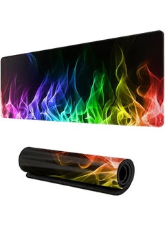 Rainbow Cool Fun Fire Mouse Pad Gaming Xl Large Mousepad Desk Mat Long Extended Big Keyboard Pads Table Accessories For Gaming And Office Pc Laptop Computer 31.5 X 11.8 Inch