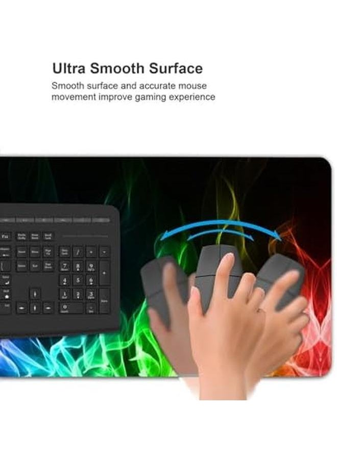erorex - Rainbow Cool Fun Fire Mouse Pad Gaming Xl Large Mousepad Desk Mat Long Extended Big Keyboard Pads Table Accessories For Gaming And Office Pc Laptop Computer 31.5 X 11.8 Inch - Image 1