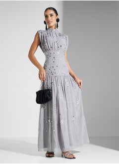 Amelia Rose Embellished Mesh Detailed Dress  - Image 1