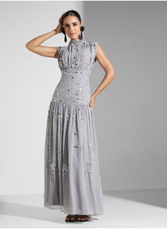Amelia Rose Embellished Mesh Detailed Dress  - Image 4