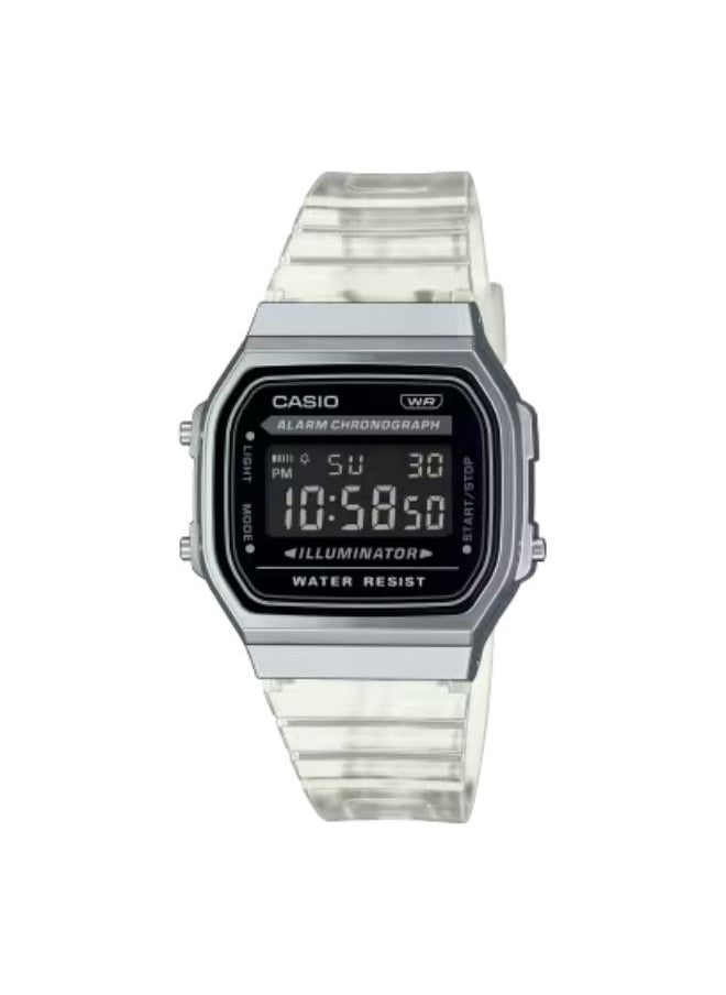 CASIO Unisex Digital Display Watch With White Resin Strap - A168XES-1BDF  - Image 1