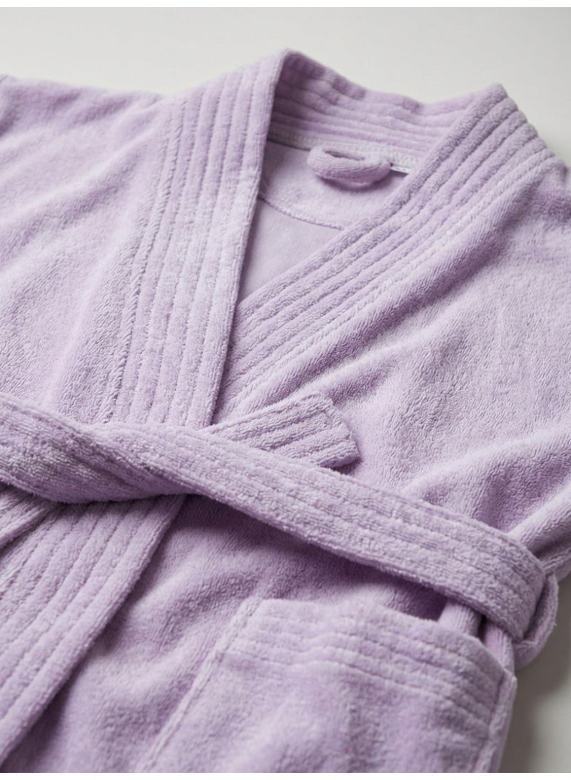 Ambrosia 100% Cotton Medium Terry Bathrobe Luxor Unisex Dusty Aubergine Purple Hotel Quality Spa Robe Soft Highly Absorbent Loungewear For Home Shower And Bath - Image 2