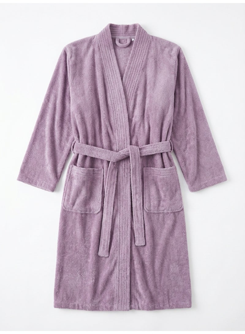 Ambrosia 100% Cotton Medium Terry Bathrobe Luxor Unisex Dusty Aubergine Purple Hotel Quality Spa Robe Soft Highly Absorbent Loungewear For Home Shower And Bath - Image 1