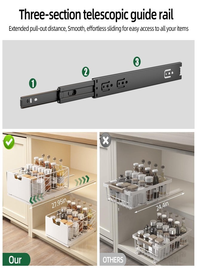 NETEL 2 Pack Pull Out Cabinet Organizer, No Drill Slide Out Drawers for Kitchen Cabinets, Peel and Stick Pull Out Drawers, Kitchen Cabinet Organizer,Sliding Pantry Shelves,11.8" W X 15.7" D X 6.9" H - Image 2