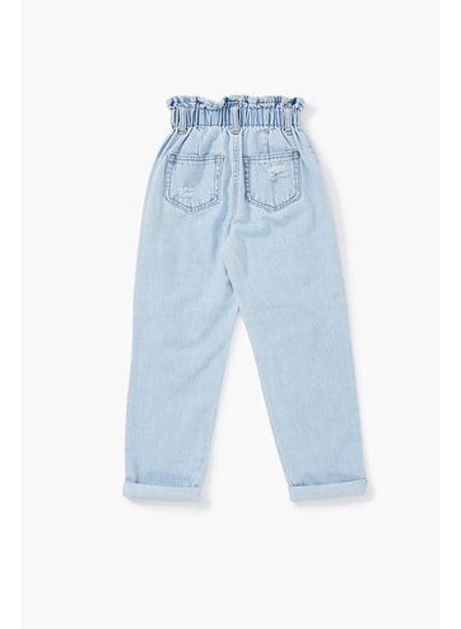 FOREVER 21 بنات - جينز ممزق Paperbag (أطفال) - Image 2