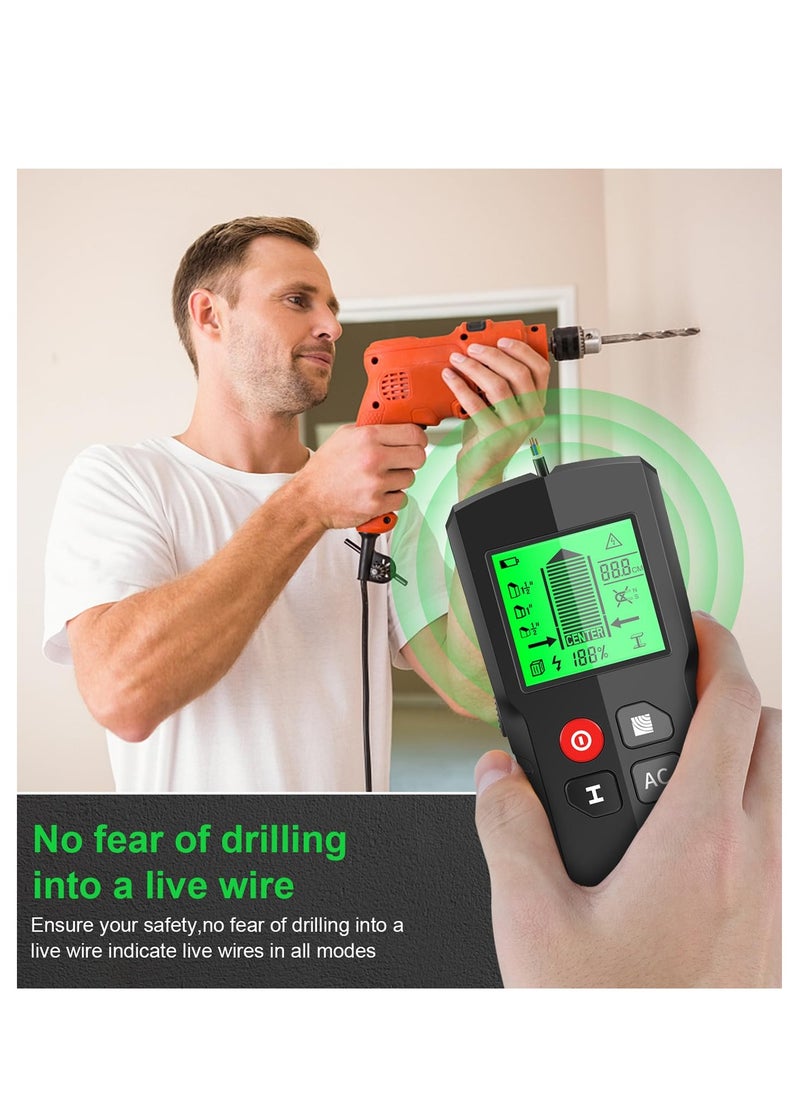 Generic - 5-in-1 Wall Scanner with LCD Display, Micro Intelligent Processor for Locating AC Wires, Metal Studs, Support Beams, and Pipes at Wood Centers and Edges. - Image 1