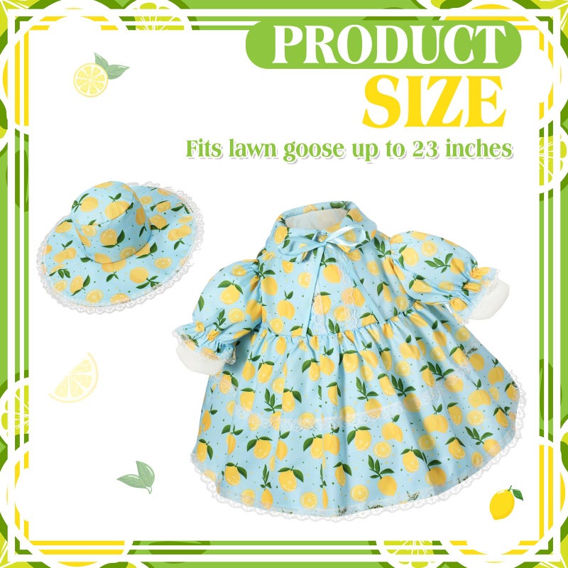 FuWeave Spring Porch Goose Outfit for 23''h Cement Statue Goose Skirt Costume for Summer Outdoor Yard Lawn Patio Decor(Lemon) - Image 2