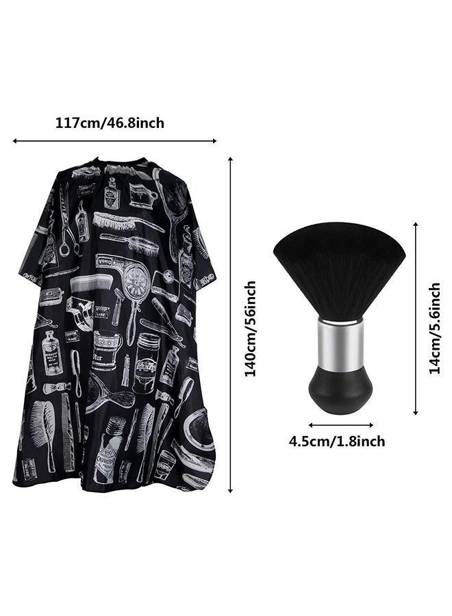 QIRRA 2PCS Professional Hair Cutting Cape with Neck Duster Brush – Waterproof Snap Closure Salon Cape for Men, Women & Kids, Printed Design for Stylish Hairdressing - Image 2