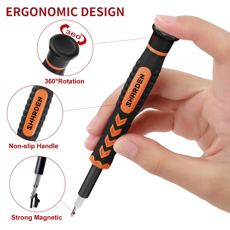 SHARDEN 58 in 1 Small Precision Screwdriver Set Magnetic Mini Screwdriver Set with Case Professional Electronic Tools Kit for iPhone, MacBook, Computer, Laptop, PC, RC, PS4, Xbox, Eyeglasses, Watch - Image 3