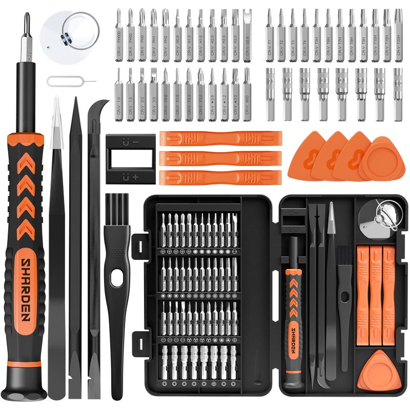 SHARDEN 58 in 1 Small Precision Screwdriver Set Magnetic Mini Screwdriver Set with Case Professional Electronic Tools Kit for iPhone, MacBook, Computer, Laptop, PC, RC, PS4, Xbox, Eyeglasses, Watch - Image 1