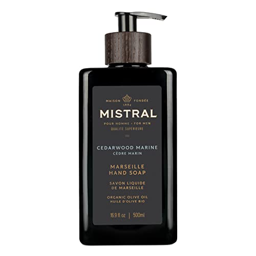 Mistral Cedarwood Marine Liquid Hand Soap for Men | Luxury Moisturizing Handsoap with Organic Olive Oil, Glycerin and Coconut Oil | Rich Lather | Paraben-Free | Made in France â€“ 16.9 Fl Oz - Image 1