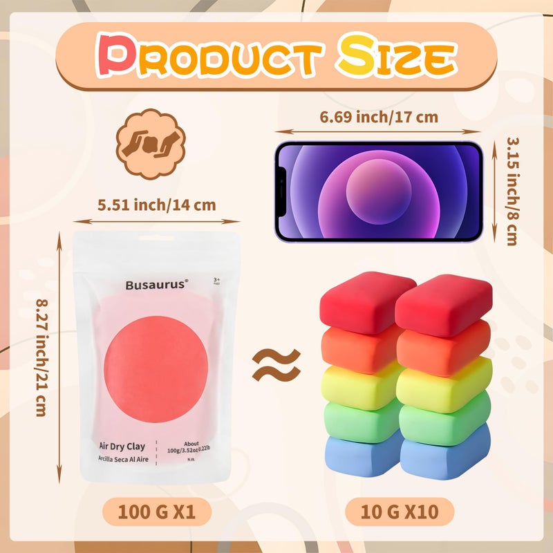 Busaurus 100g Pink Air Dry Foam Clay, DIY Magic Model Clay for Kids, Colorful Soft Clays for School Supply, Slime, Art Projects, Cosplay - Non-Sticky, Non-Toxic & Safe - Gifts for Boys & Girls and Adult - Image 2