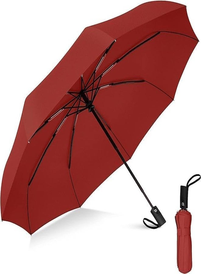FEXONXA UV Protection Windproof Compact Umbrella - Large 3-Fold Travel Umbrella for Men, Women & Kids - Auto Open & Close, Strong & Lightweight, Sun and Rain Protection (Red) - Image 1
